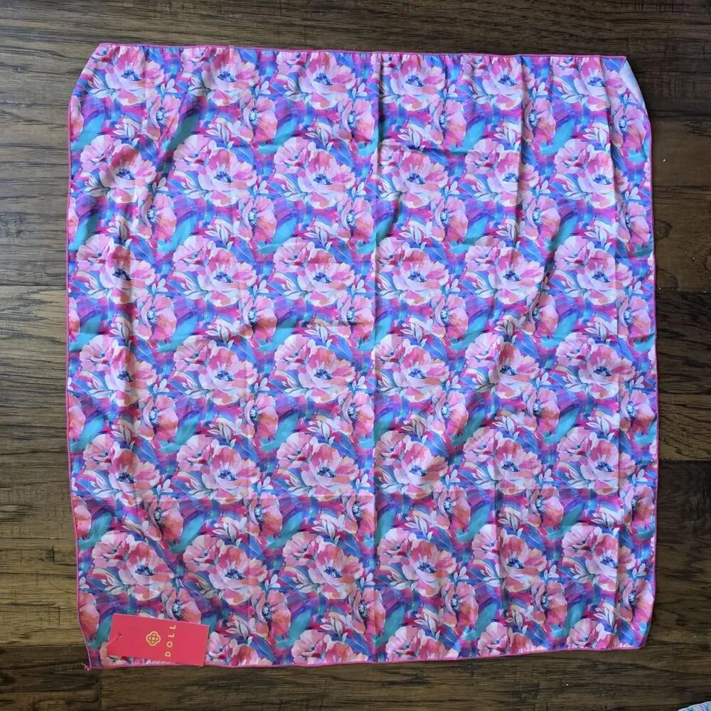 NWT Doll Brand Satin Floral Spring Symphony Scarf Beach Pool